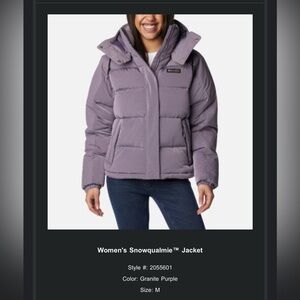 Columbia puffer jacket size medium purple